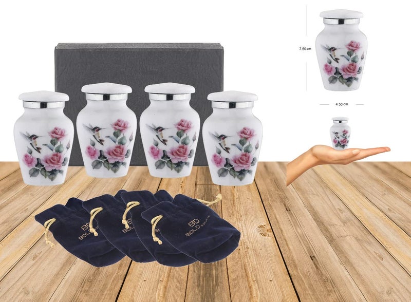 Bold & Divine Keepsake Cremation Urns For Human Ashes - Decorative Urns Urns For Human Ashes Female & Male Urns For Ashes Adult Female Funeral Urns | Mini Urns Set Of 4 Hummingbird - Image 3