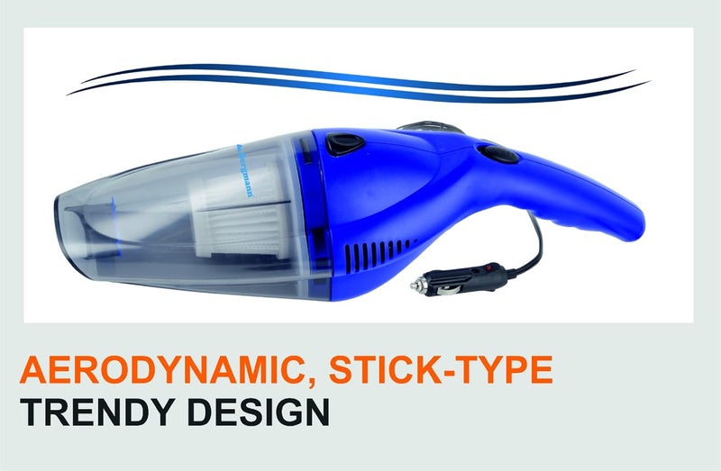 Bergmann Tornado Car Vacuum Cleaner|With Hepa Filter|Sleek Trendy Design|12V Dc,60W|3M Power Cord|Blue,40 Liter - Image 3