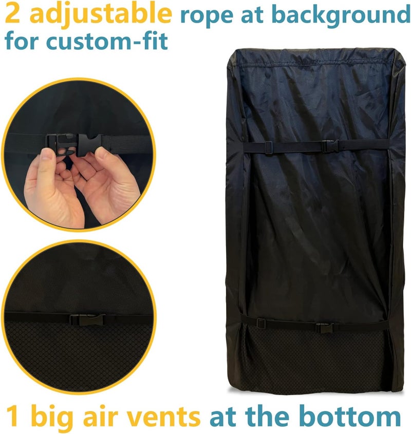 Bitubi Upright Freezers Cover,Outdoor Refrigerator Cover,– Waterproof, Dustproof, Sun-Proof, 24" W x 29" D x 61" H. Suitable for most 10.0 Cubic Compact Mini Freezer on market (Black) - Image 5