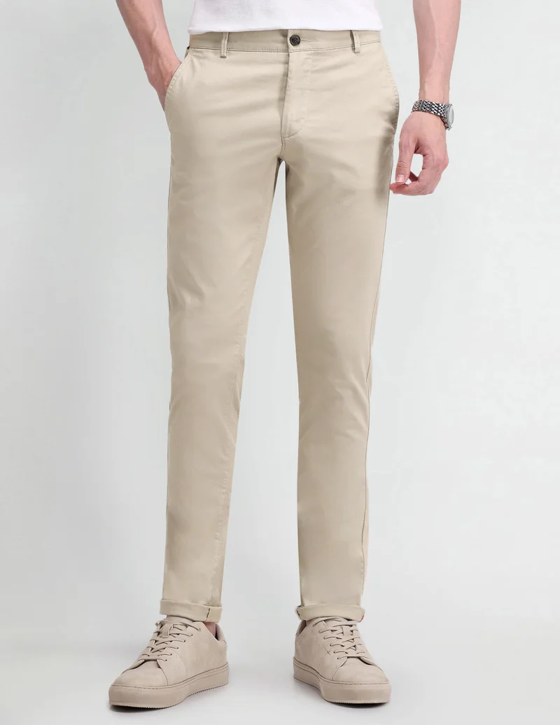 Arrow Slim Fit Solid Dobby Trousers