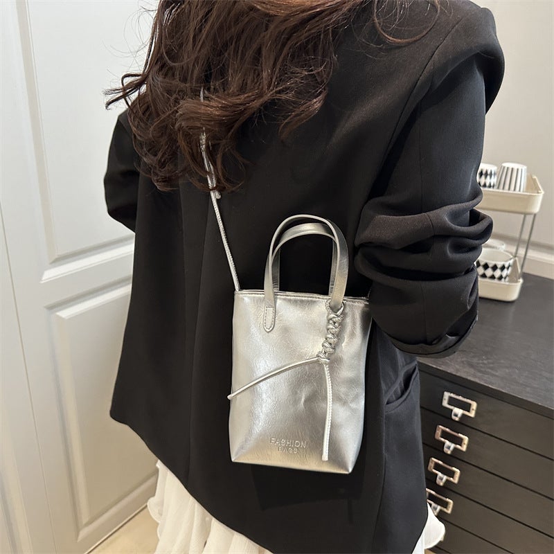 Trendy French Fries Bag For Women Niche Pure Color Fashion Single Shoulder Simple Crossbody Commuter Mobile Phone Bag - Image 3