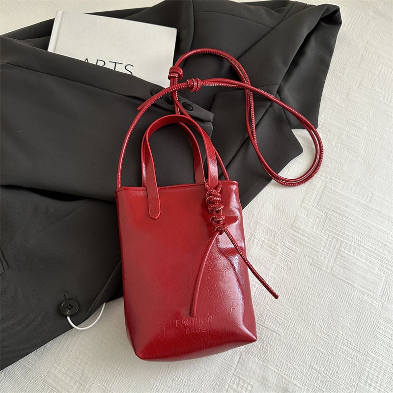 Trendy French Fries Bag For Women Niche Pure Color Fashion Single Shoulder Simple Crossbody Commuter Mobile Phone Bag - Image 1
