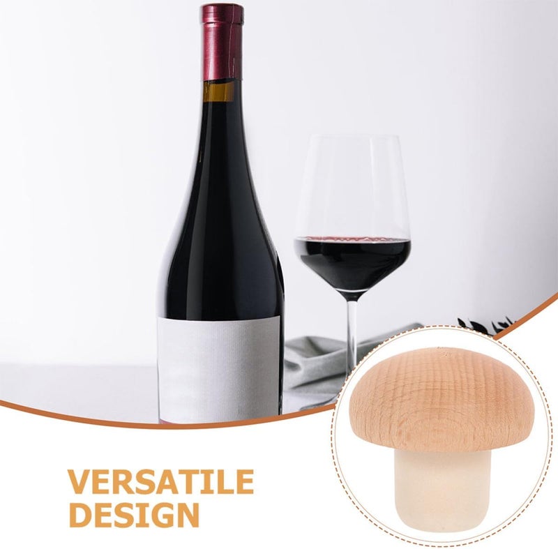 6pcs Wooden Mushroom Wine Bottle Stoppers Tapered Cork Plugs Wine Bottle Sealing Corks for Home Bar and Kitchen Accessories - Image 3