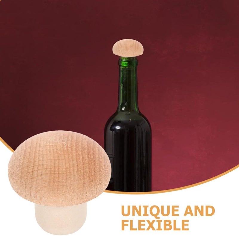 6pcs Wooden Mushroom Wine Bottle Stoppers Tapered Cork Plugs Wine Bottle Sealing Corks for Home Bar and Kitchen Accessories - Image 5