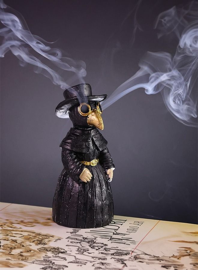 "Plague Doctor" Incense Burner, “Plague Doctor” Conical Burner, Ornaments Handmade Crafts Yoga Room, Home Decor Desktop Resin Ornaments, Effectively Relieve Stress and Anxiety. - Image 1