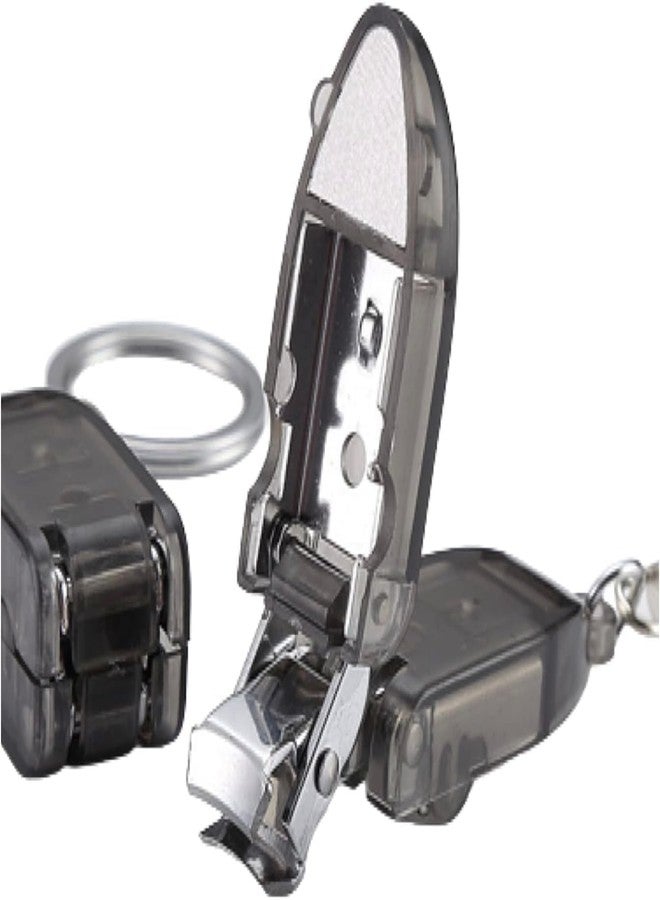 DPWOUM Silver Travel Keychain Finger Nail Clippers,Portable Nail Clippers for Thick Nails with Nail Files Mini Foldable Stainless Steel Nail Cutter Tools and Accessories - Image 1