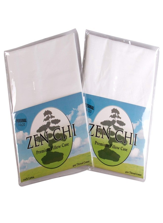 Zen CHI Personal Pillow Case 2 Pack - Organic Cotton Pillowcase w 400 Thread Count- 100% All Natural Design Fits Personal/Japanese Sized Pillows (14" x 20")- Natural Cooling Effect, Quality Sleep