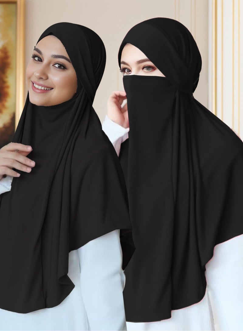 Women Hijab With Straps Pullover Extra Long Prayer Headscarf one Piece Chadors Arabia Body Cover Turban Islamic Middle East Full Cover Clothing - Image 1