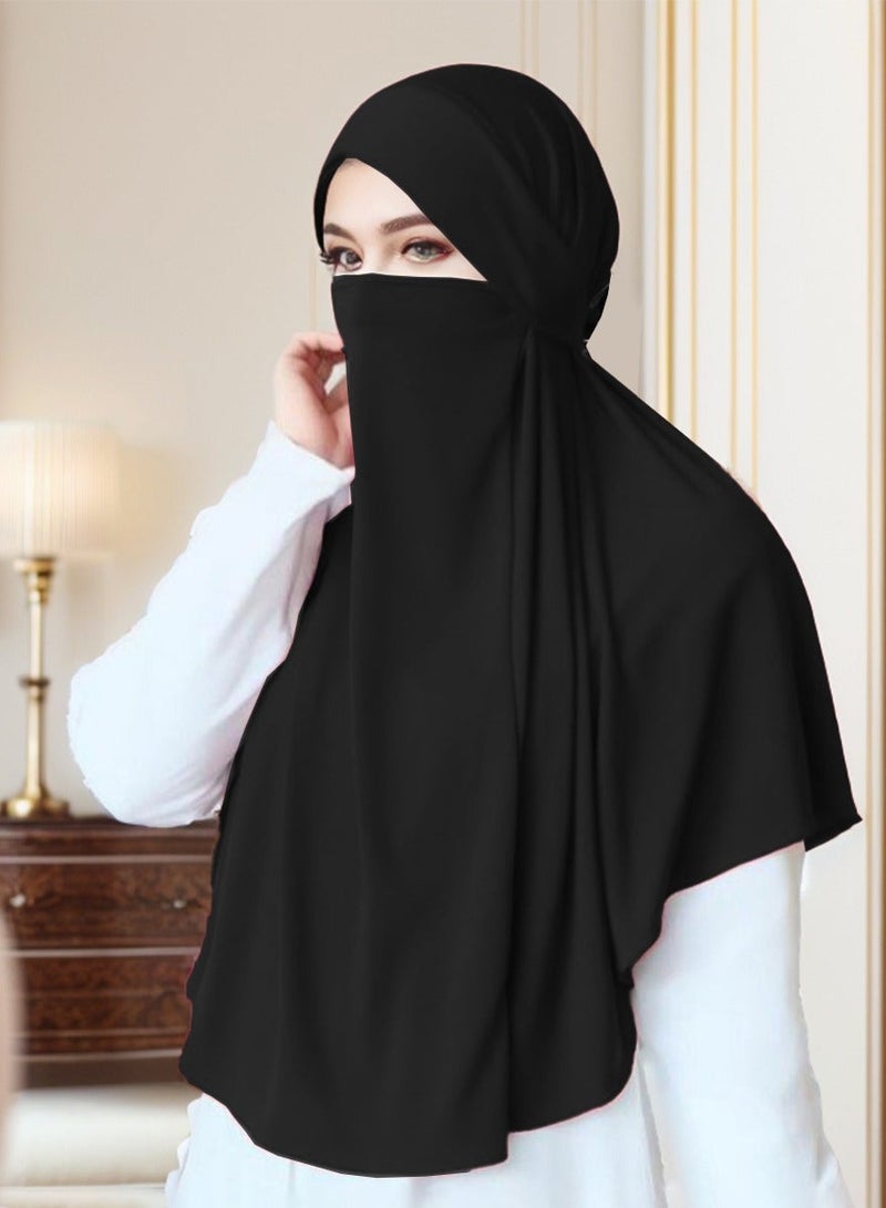 Women Hijab With Straps Pullover Extra Long Prayer Headscarf one Piece Chadors Arabia Body Cover Turban Islamic Middle East Full Cover Clothing - Image 3