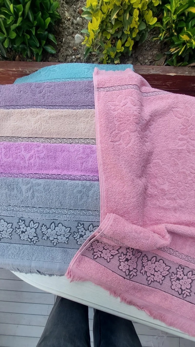 تكستلجي Textile Manufacturer Fringed Embroidered 50 x 90 cm Hand Face Towel