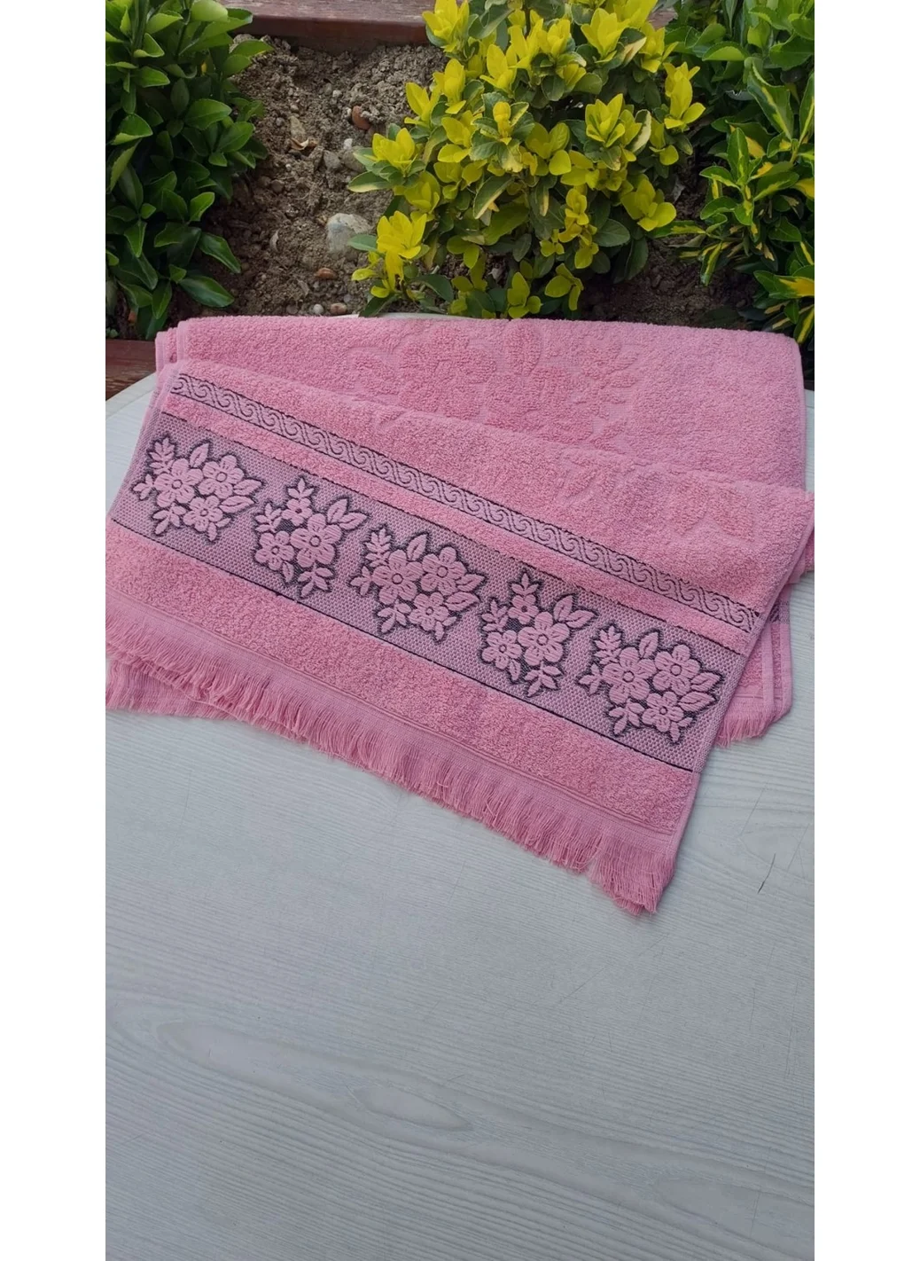 تكستلجي Textile Manufacturer Fringed Embroidered 50 x 90 cm Hand Face Towel