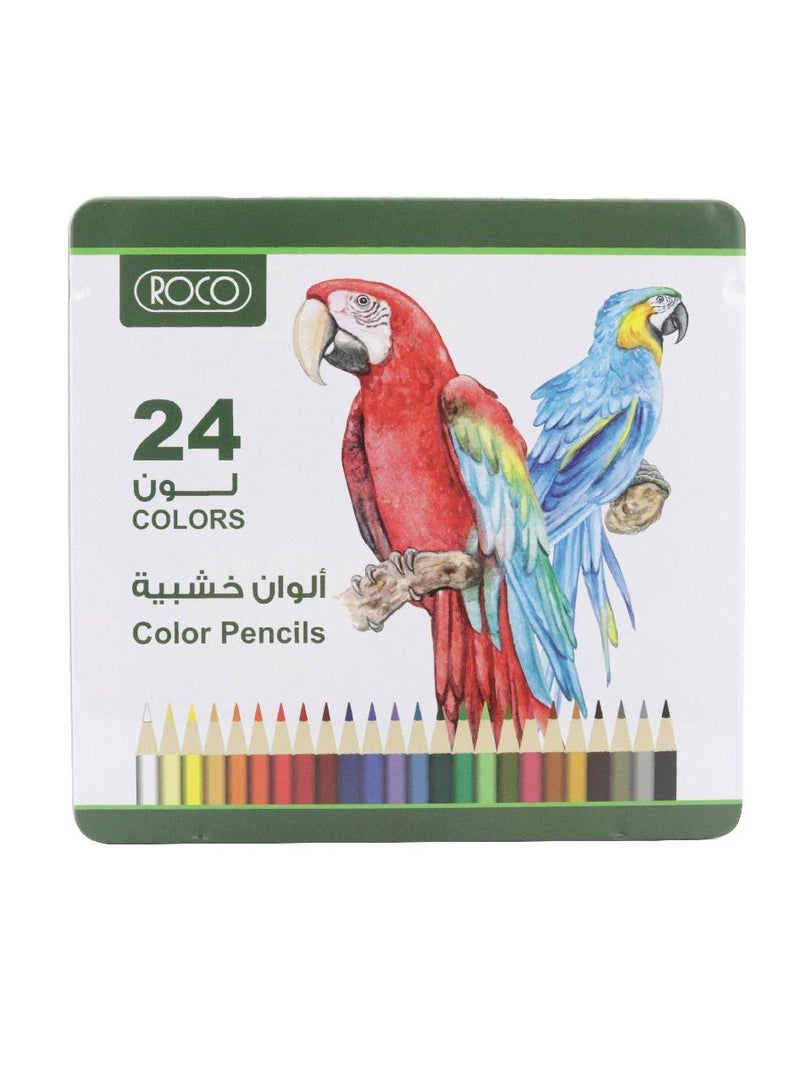 روكو طقم أقلام ألوان خشبية مكون من 24 قطعة متعدد الألوان - Image 1