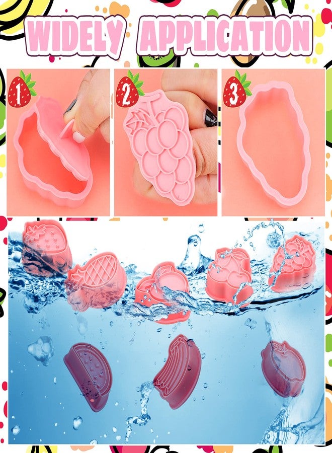 Rozer 8 Pcs Fruit Cookie Cutters with Plunger Stamps Set Christmas Fondant Cutter 3D Strawberry Apple Cherry Grape Banana Pineapple Watermelon Peach Biscuit Cookie Mold for DIY Funny Cake Baking - Image 5