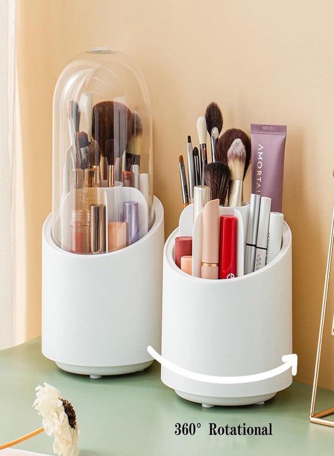 LAYZOO 360 Degree Rotating Makeup Brush Holder Organizer with Lid- Clear, Dustproof Cosmetics Brushes Organizer for Vanity, Multi-Coloured - Image 2