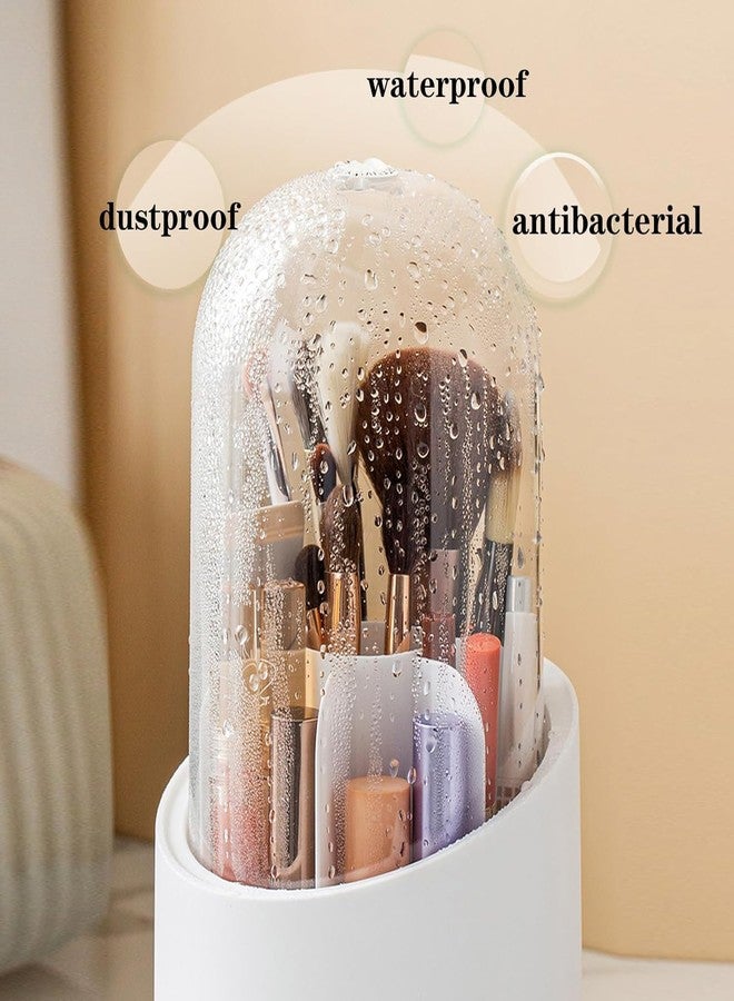 LAYZOO 360 Degree Rotating Makeup Brush Holder Organizer with Lid- Clear, Dustproof Cosmetics Brushes Organizer for Vanity, Multi-Coloured - Image 4