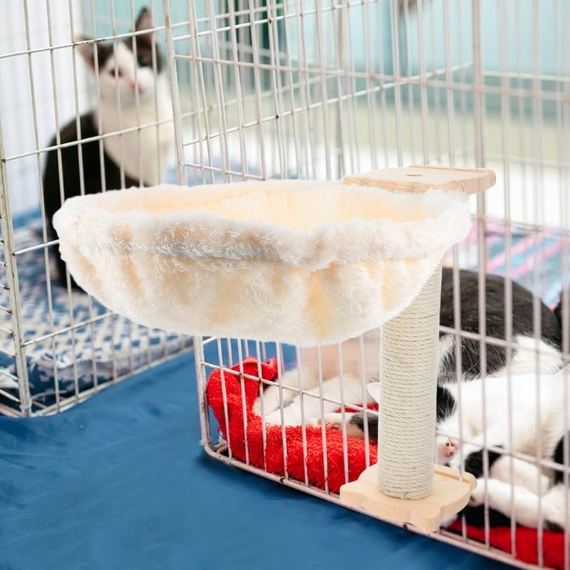 Spoon-Shaped Cat Hammock Bed with Scratching Post Soft Lint Fabric 30cm Hanging Cat Tree Bed and Kittens - Image 5