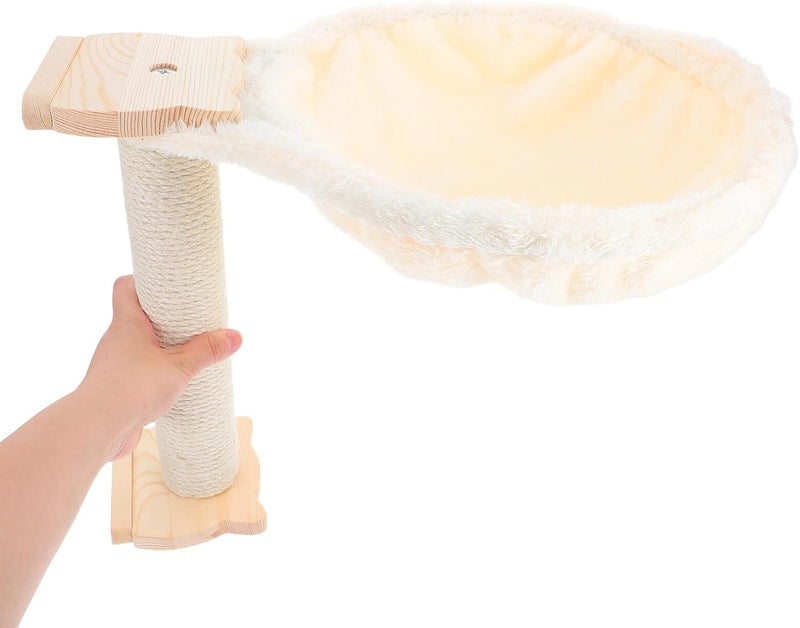 Spoon-Shaped Cat Hammock Bed with Scratching Post Soft Lint Fabric 30cm Hanging Cat Tree Bed and Kittens - Image 4