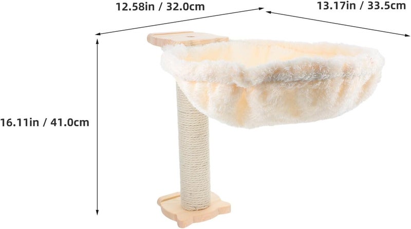 Spoon-Shaped Cat Hammock Bed with Scratching Post Soft Lint Fabric 30cm Hanging Cat Tree Bed and Kittens - Image 2