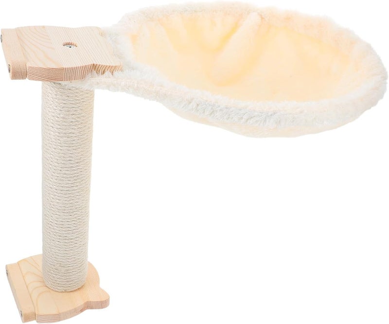 Spoon-Shaped Cat Hammock Bed with Scratching Post Soft Lint Fabric 30cm Hanging Cat Tree Bed and Kittens - Image 1