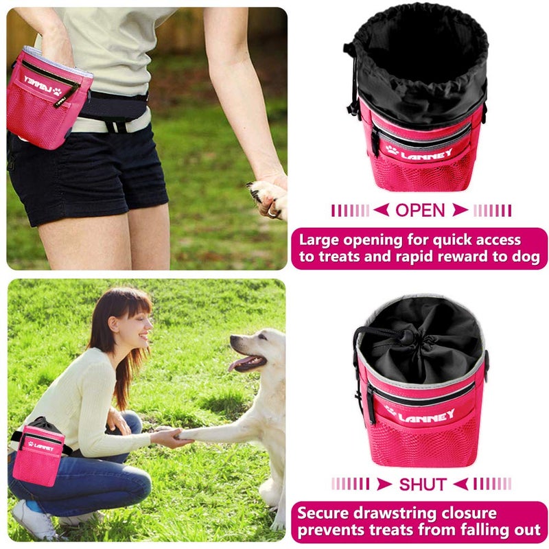 LANNEY Dog Treat Pouch Pet Training Bag for Small to Large Dogs, Treat Tote Carry Kibble Snacks Toys for Training Reward Walking, Metal Clip, Waist belt, Shoulder Strap, Poop Bag Dispenser and Clicker - Image 3