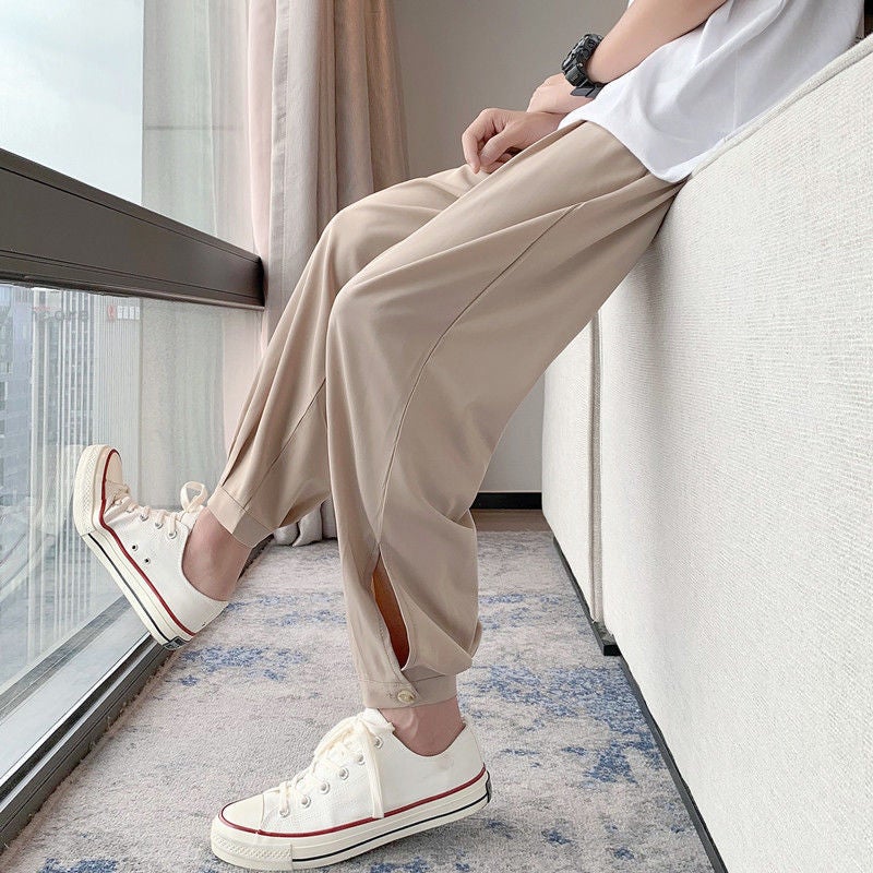 Boys Pants Loose Dipper Sense Handsome High-End Sense Sports Tie Pants High Street Trendy Brand Casual Pants Men'S Summer Thin - Image 1