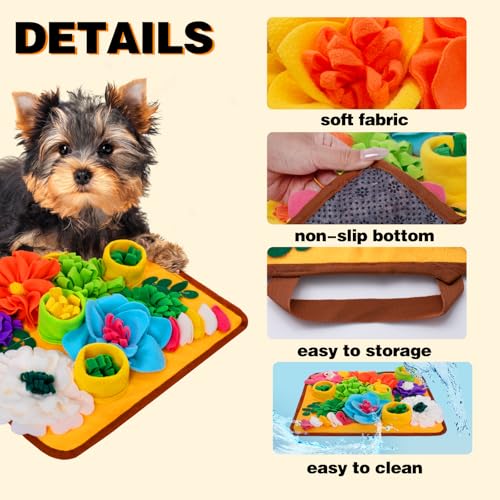 Oliumt Snuffle Mat for Dogs, Sniff Mat Slow Feeding Mat for Small Pets Cats, Rabbits - Help Stress Relief and Training - Stimulate Your Pet's Foraging Skills! (Orange) - Image 2