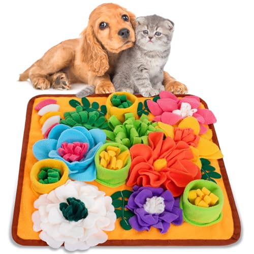 Oliumt Snuffle Mat for Dogs, Sniff Mat Slow Feeding Mat for Small Pets Cats, Rabbits - Help Stress Relief and Training - Stimulate Your Pet's Foraging Skills! (Orange) - Image 1