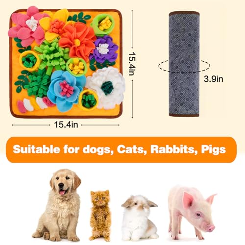 Oliumt Snuffle Mat for Dogs, Sniff Mat Slow Feeding Mat for Small Pets Cats, Rabbits - Help Stress Relief and Training - Stimulate Your Pet's Foraging Skills! (Orange) - Image 5
