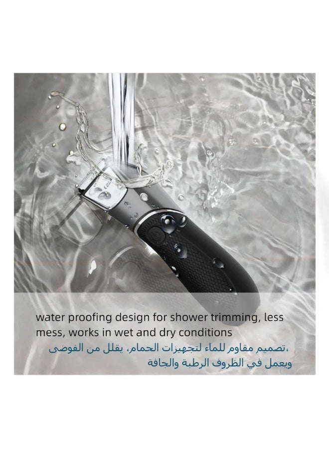 Body Trimmer for Men, Waterproof Wet/Dry Body Shaver,  Safe for Sensitive Groin & Body Area, Rechargeable Groomer with Ceramic Blade,Guide Combs, Light & Mirror - Image 5