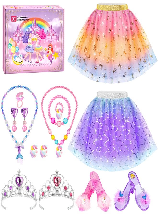 HAIMST Princess Dress Up Shoes Set, Girls Dress Up Toys, Jewelry Boutique Crown Necklace Earrings Rings Bracelet, Princess Dresses Role Pretend Play Gifts Princess Toys for Girls Aged 3 4 5 6 - Image 1