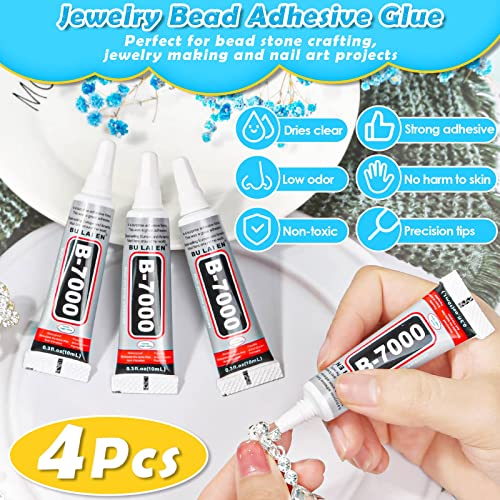 shynek B7000 Jewelry Glue with Rhinestones for Crafts, 6300Pcs Rhinestones with Gems Adhesive for Shoes Cloth Fabric with Picker Pencil for Crafting Diamond Art Graduation Cap Decorations - Image 4
