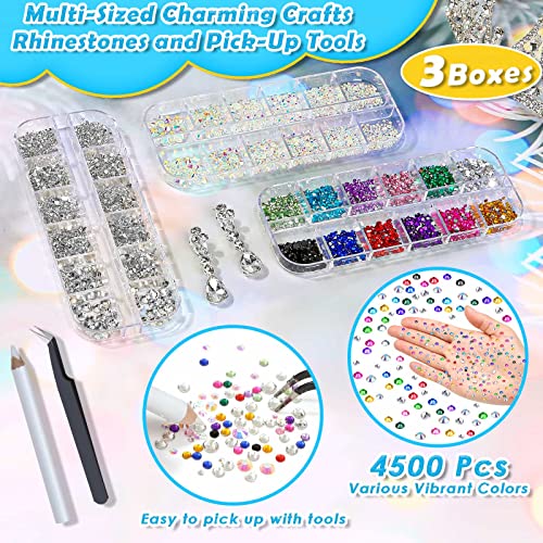 shynek B7000 Jewelry Glue with Rhinestones for Crafts, 6300Pcs Rhinestones with Gems Adhesive for Shoes Cloth Fabric with Picker Pencil for Crafting Diamond Art Graduation Cap Decorations - Image 5