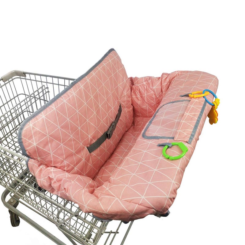 ICOPUCA Shopping Cart Covers for Baby Girl, Cotton High Chair Cover, Toddler Grocery cart Cushion, Infant Cart Cover for Babies Girl, Machine Washable (Pink) - Image 1