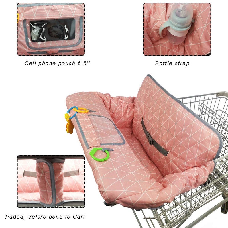 ICOPUCA Shopping Cart Covers for Baby Girl, Cotton High Chair Cover, Toddler Grocery cart Cushion, Infant Cart Cover for Babies Girl, Machine Washable (Pink) - Image 4