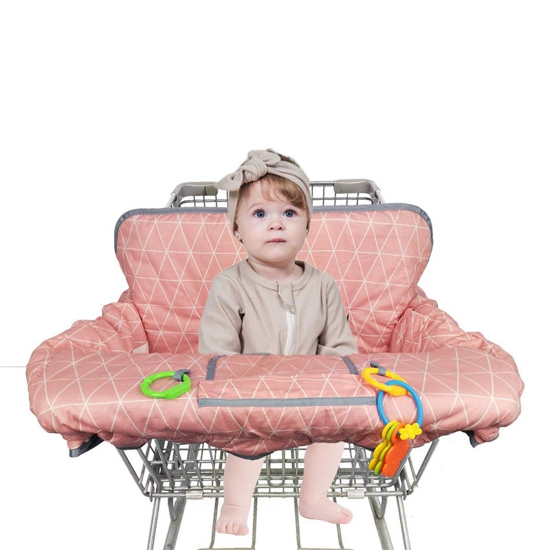 ICOPUCA Shopping Cart Covers for Baby Girl, Cotton High Chair Cover, Toddler Grocery cart Cushion, Infant Cart Cover for Babies Girl, Machine Washable (Pink) - Image 2