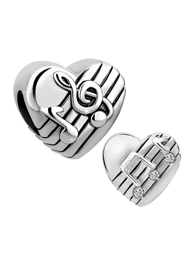 KunBead Music Musical Note Silver Love Heart Bead Charms Compatible with Pandora Charm Bracelets Birthday Jewelry Gifts for Women, Copper, No Gemstone - Image 1