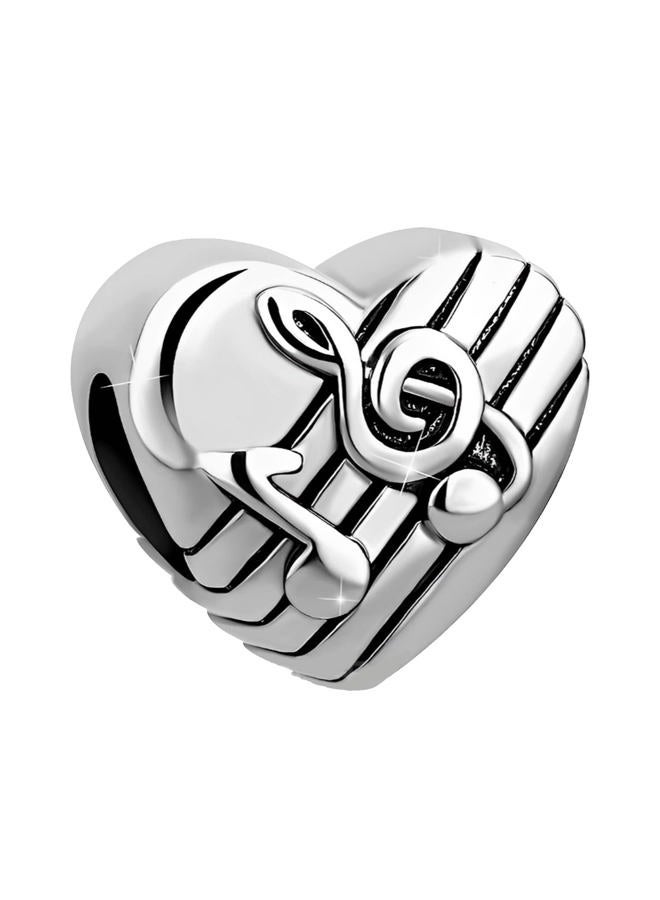 KunBead Music Musical Note Silver Love Heart Bead Charms Compatible with Pandora Charm Bracelets Birthday Jewelry Gifts for Women, Copper, No Gemstone - Image 2