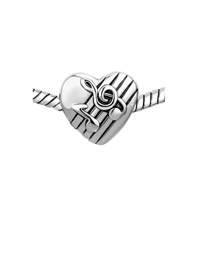 KunBead Music Musical Note Silver Love Heart Bead Charms Compatible with Pandora Charm Bracelets Birthday Jewelry Gifts for Women, Copper, No Gemstone - Image 4