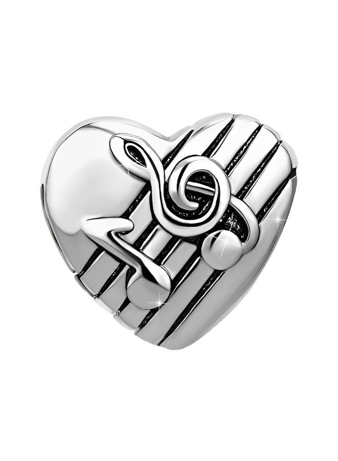 KunBead Music Musical Note Silver Love Heart Bead Charms Compatible with Pandora Charm Bracelets Birthday Jewelry Gifts for Women, Copper, No Gemstone - Image 3
