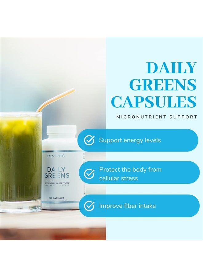 revive MD | Daily Greens | Provides Beneficial Nutrients from Fruits, Vegetables and Greens | Phytonutrients | Boosts Energy Levels in Men and Women |180 Capsules - Image 4