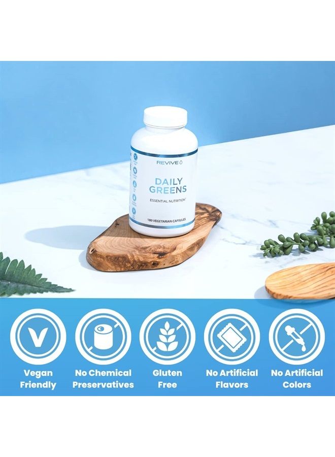 revive MD | Daily Greens | Provides Beneficial Nutrients from Fruits, Vegetables and Greens | Phytonutrients | Boosts Energy Levels in Men and Women |180 Capsules - Image 5