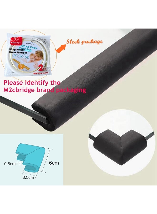 M2cbridge U Shape Extra Thick Furniture Table Edge Protectors Foam Baby Safety Bumper Guard 6.5 Ft (Black with 4 Corners) - Image 2
