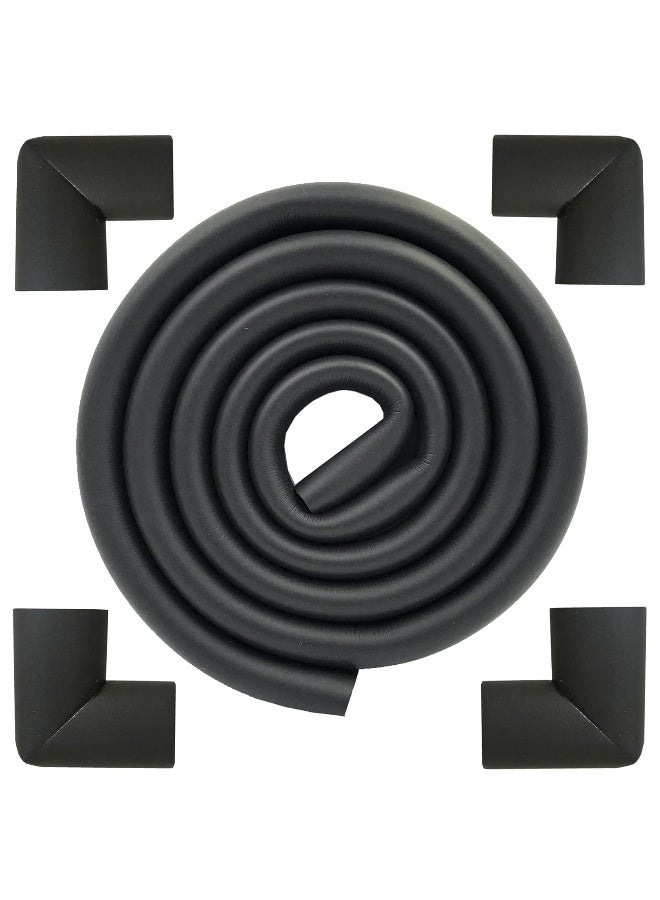 M2cbridge U Shape Extra Thick Furniture Table Edge Protectors Foam Baby Safety Bumper Guard 6.5 Ft (Black with 4 Corners) - Image 1