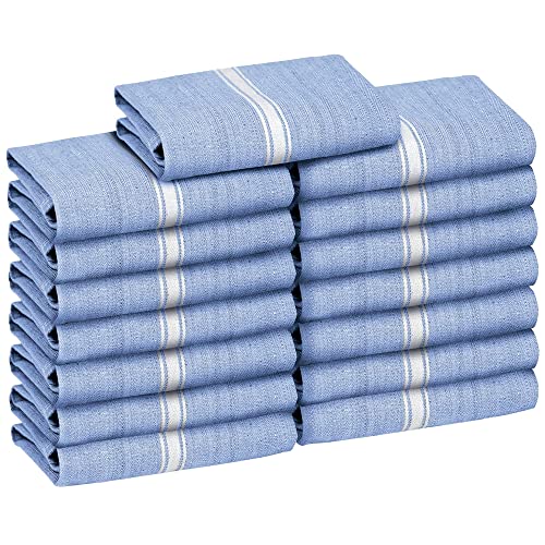 Zeppoli Classic Kitchen Towels - 15 Pack 100% Natural Cotton Towel Set, Reusable Wash Cloths, Absorbent Dish Towels, Machine Washable Hand Towels, Kitchen Essentials - 14” by 25” - Blue Base - Image 1