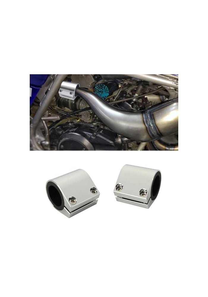 Canitu 2Pcs 1 Exhaust Clamp Aluminum Butt Joint Band Sleeve Coupler High Temp Narrow Band Muffler Seal for Ends and Exhaust System Connection Yamaha Banshee 19872006 Silver - Image 1
