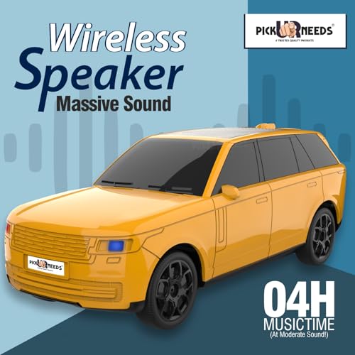 Pick Ur Needs Car Design Wireless Speaker USB/TF Card/FM Support RGB Light 1200mAh Battery 10 W Car Toy Design Bluetooth Speaker (Yellow) - Image 4