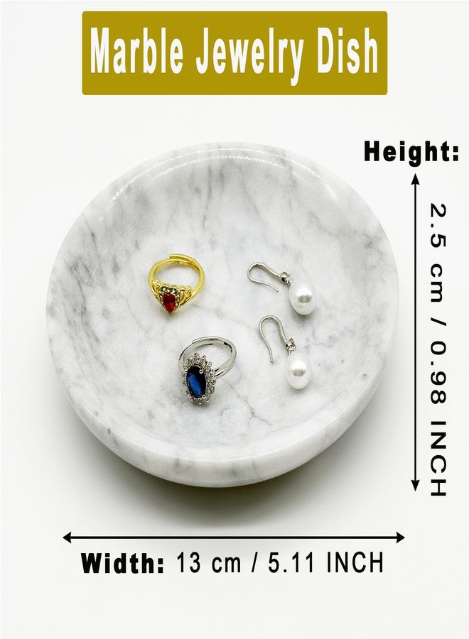 BESSKON Small Jewelry Dish, Marble Jewerly Tray Ring Dish 5.1", Nightstand Decor Trinket Bowl, Bathroom Ring Holder, Vanity Jewlery Plate for Earring, Keys, Jewelry Bowl Gift for Women, Mom - Image 2
