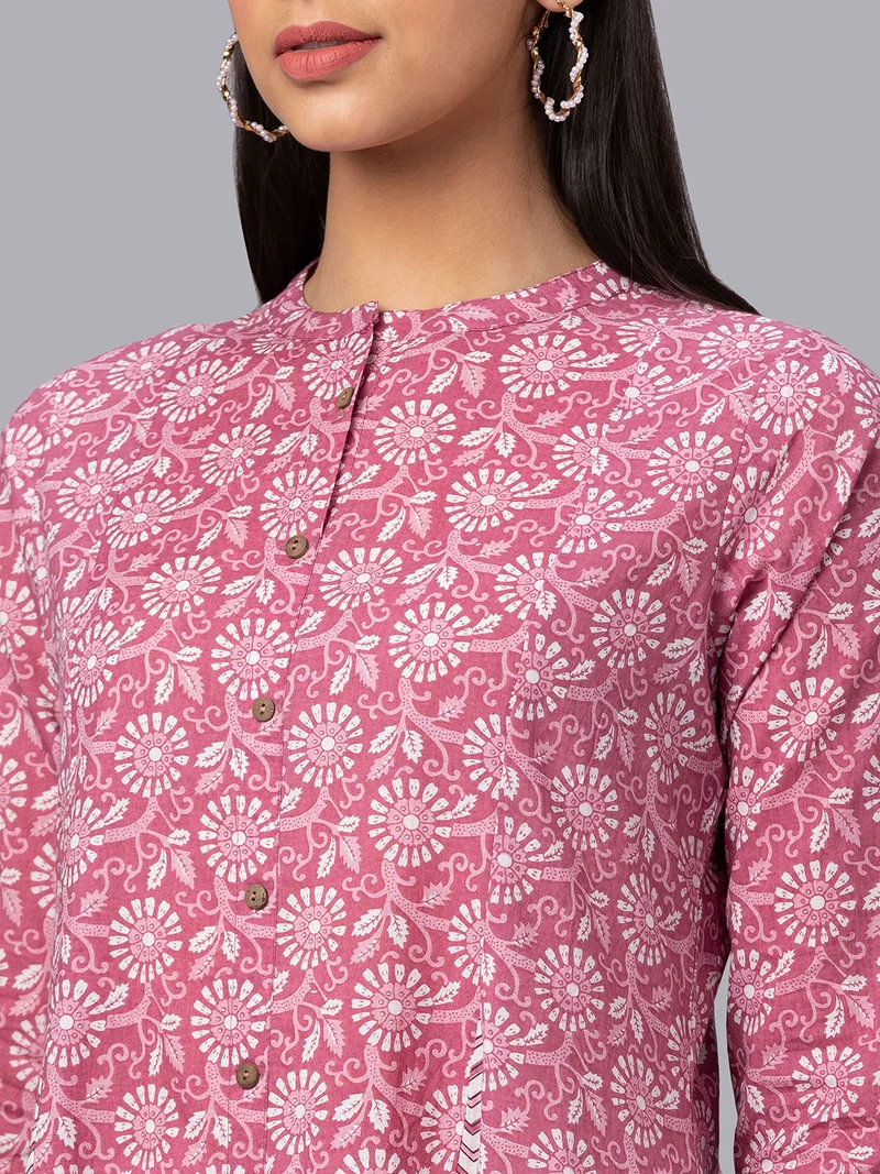 globus Women Floral Printed Pure Cotton A-Line Kurta