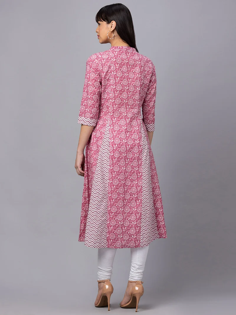 globus Women Floral Printed Pure Cotton A-Line Kurta