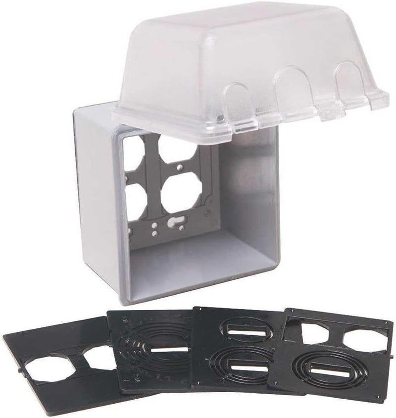 TayMac MM7440C Two-Gang Weatherproof In-Use Cover with Universal Fit Adapter System, Clear Finish - Image 1